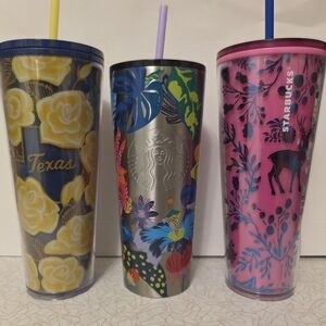 Starbucks Vibrant Floral and Animal Print Tumblers Bundle Of Three